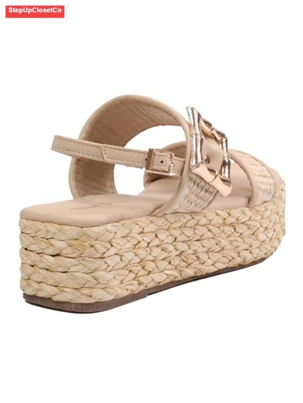 Women's Raffia Woven Espadrille Platform Sandals Ankle Strap Open Toe Wedge